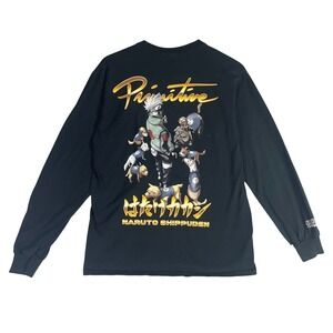 Primitive Naruto Shippuden Mens M Black Long Sleeve Anime Graphic Tee Distressed